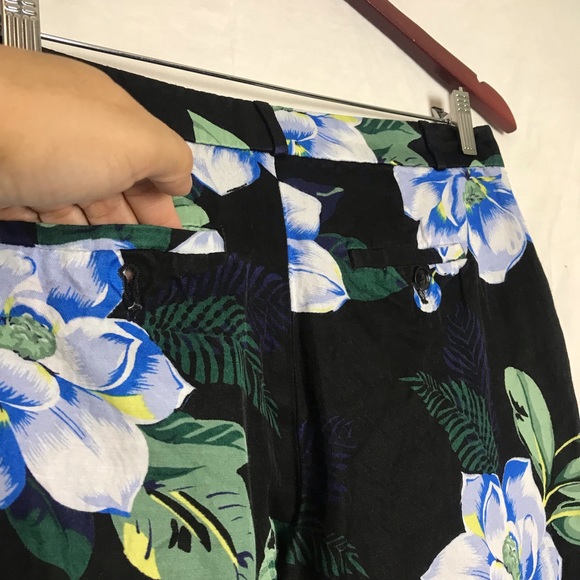 Banana Republic Avery Blue Floral Viscose Linen Blend Cropped Pants Womens Sz 2 - Picture 9 of 13